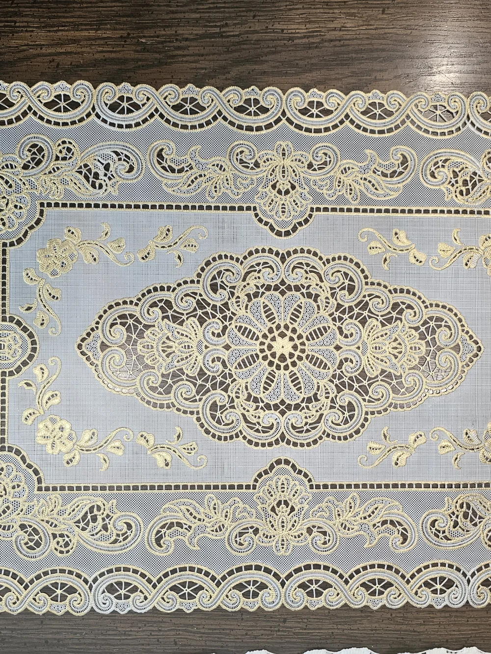 Vintage Gold & Cream Vinyl Placemats Baroque Medallion Two Tone - Set of 10